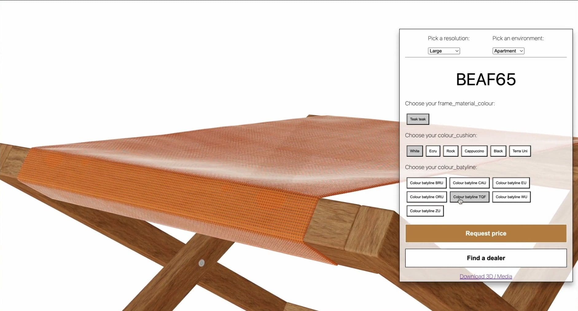 Online material configurator